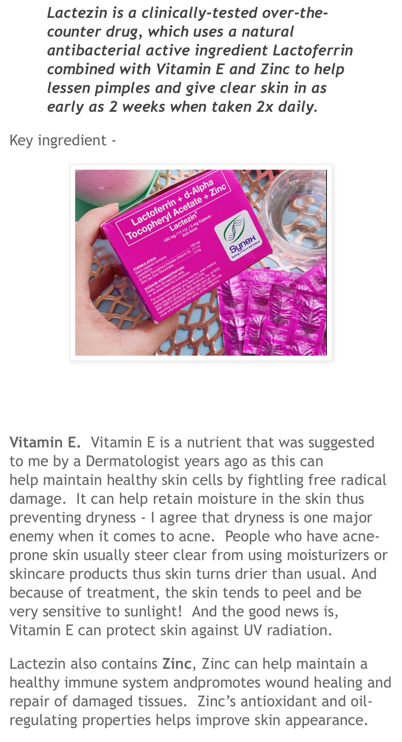 LACTEZIN ACNE RELIEF CAPSULES